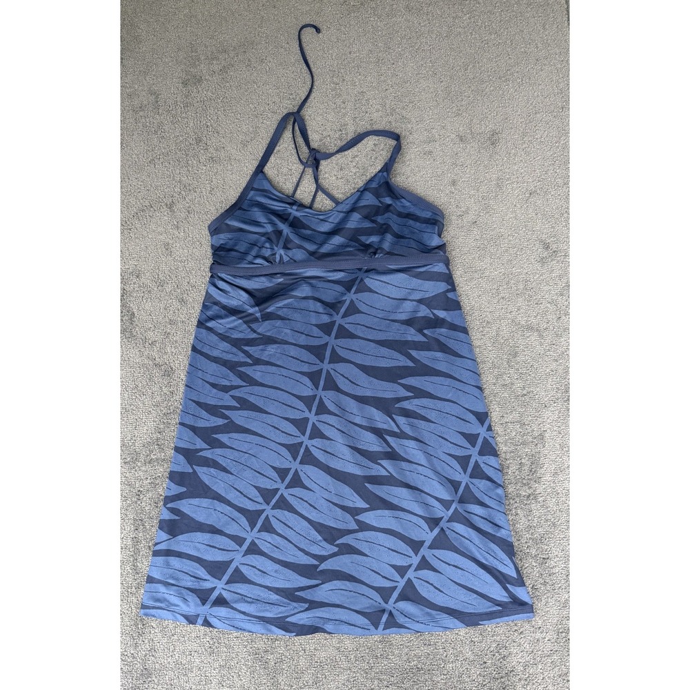 Patagonia Kamala Strappy Tank Top Blue Leaf Print Lace Up Back Size L